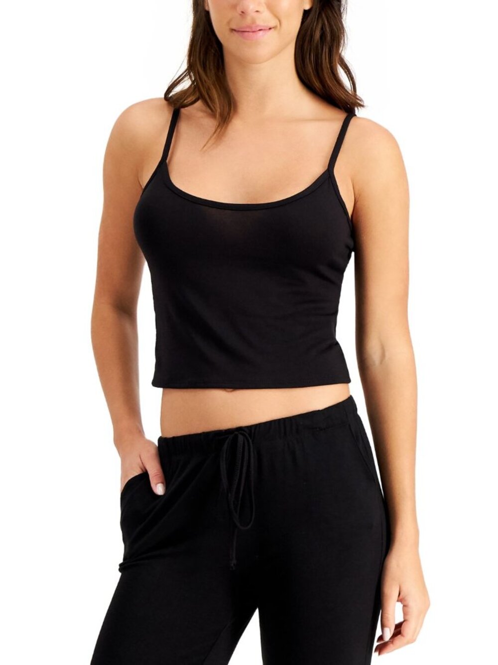Jenni by Jennifer Moore Womens Sleepwear Super Soft Cropped Loungewear Tank Top